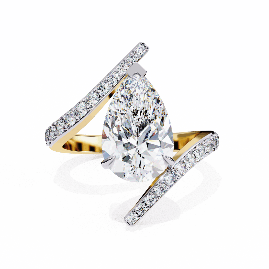 3.5 Carat Pear Minimal Statement Ring in Moissanite | House of Estara