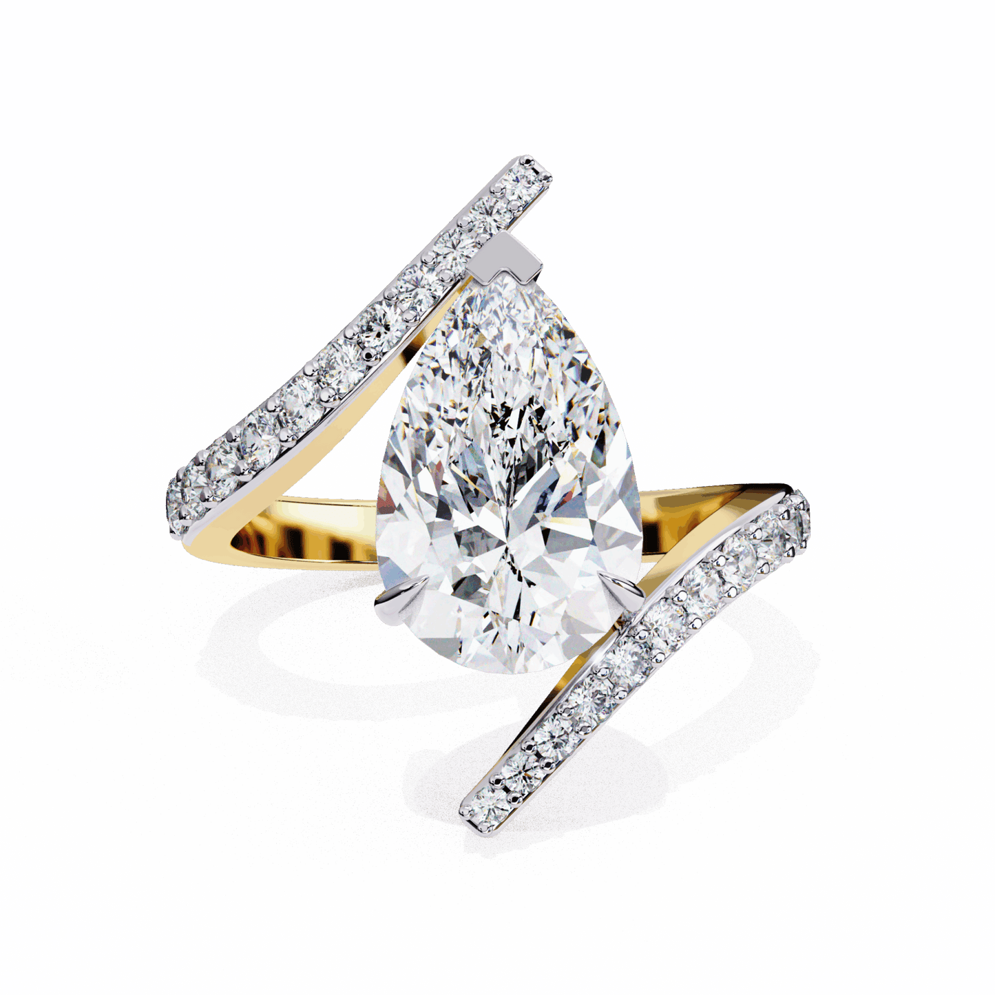 3.5 Carat Pear Minimal Statement Ring in Moissanite | House of Estara