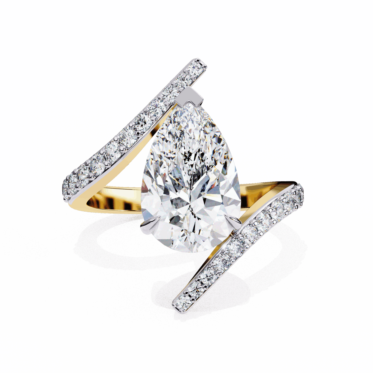 3.5 Carat Pear Minimal Statement Ring in Moissanite | House of Estara
