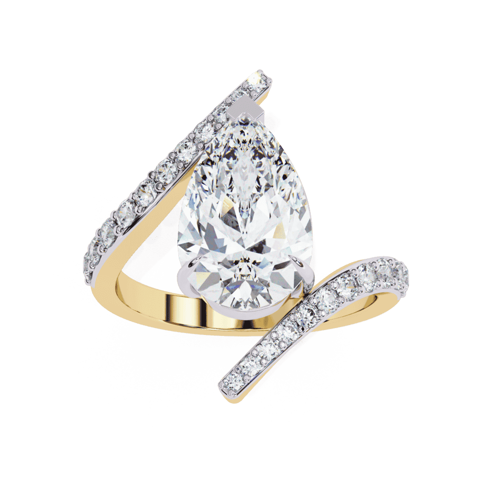 3.5 Carat Pear Minimal Statement Ring in Moissanite | House of Estara