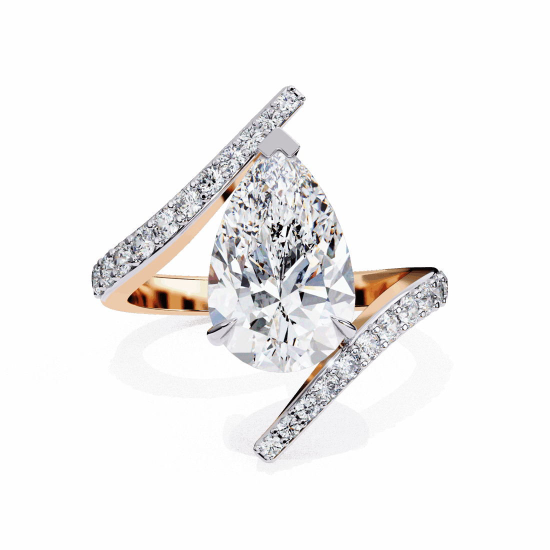 3.5 Carat Pear Minimal Statement Ring in Moissanite | House of Estara