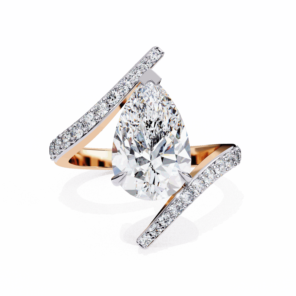 3.5 Carat Pear Minimal Statement Ring in Moissanite | House of Estara