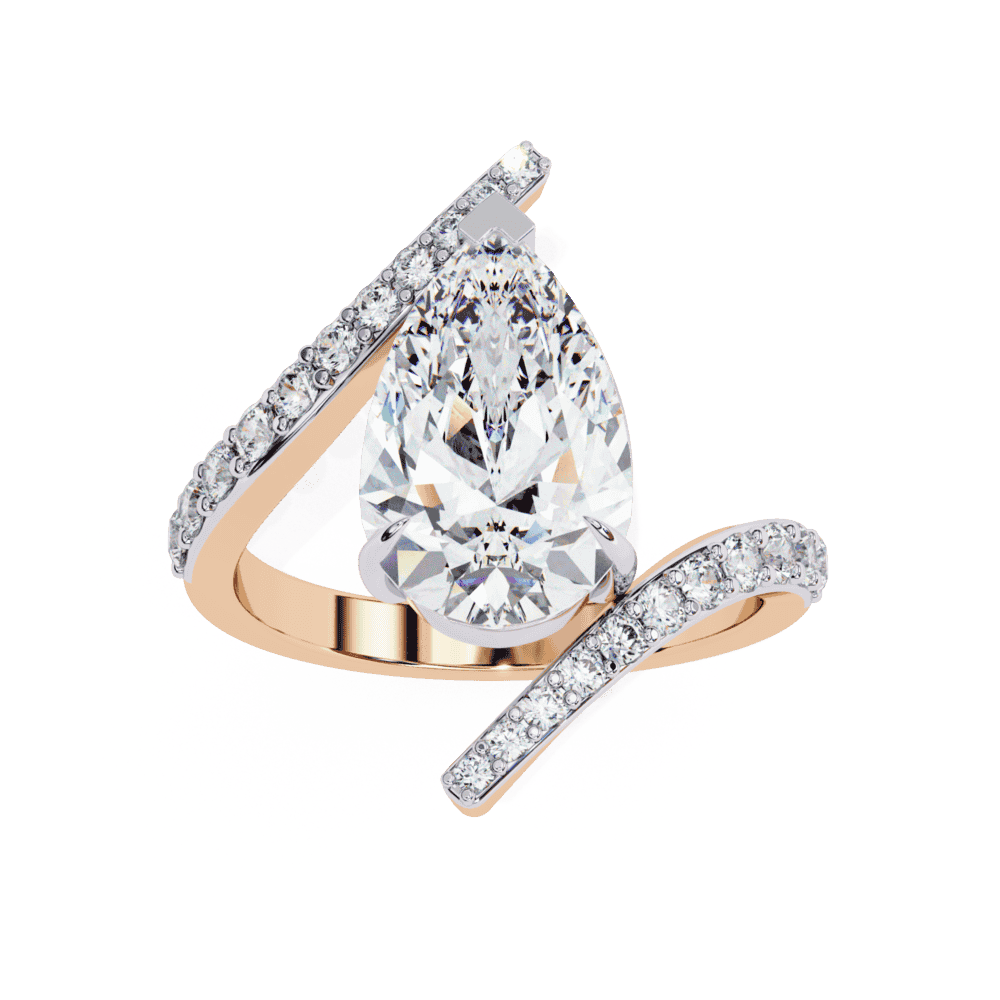 3.5 Carat Pear Minimal Statement Ring in Moissanite | House of Estara
