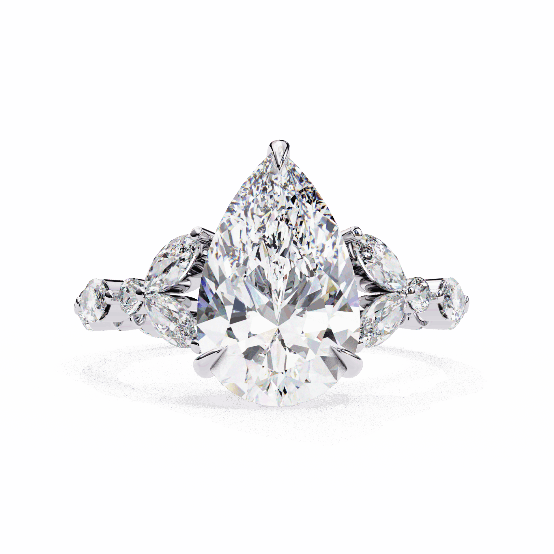 4 Carat Pear Signature Wear Ring in Moissanite | House of Estara