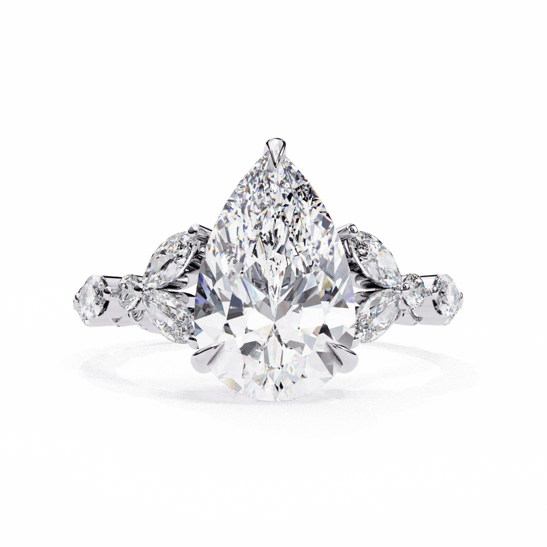 4 Carat Pear Signature Wear Ring in Moissanite | House of Estara