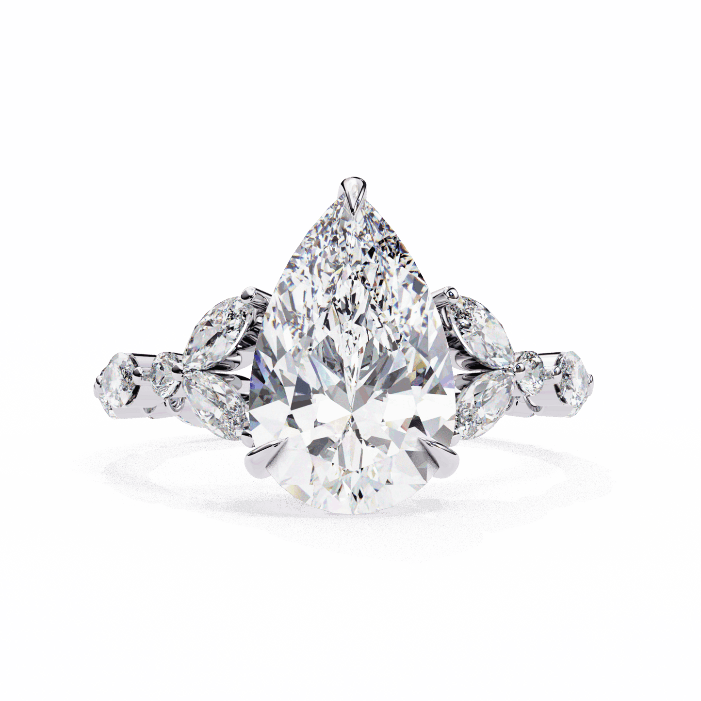 4 Carat Pear Signature Wear Ring in Moissanite | House of Estara