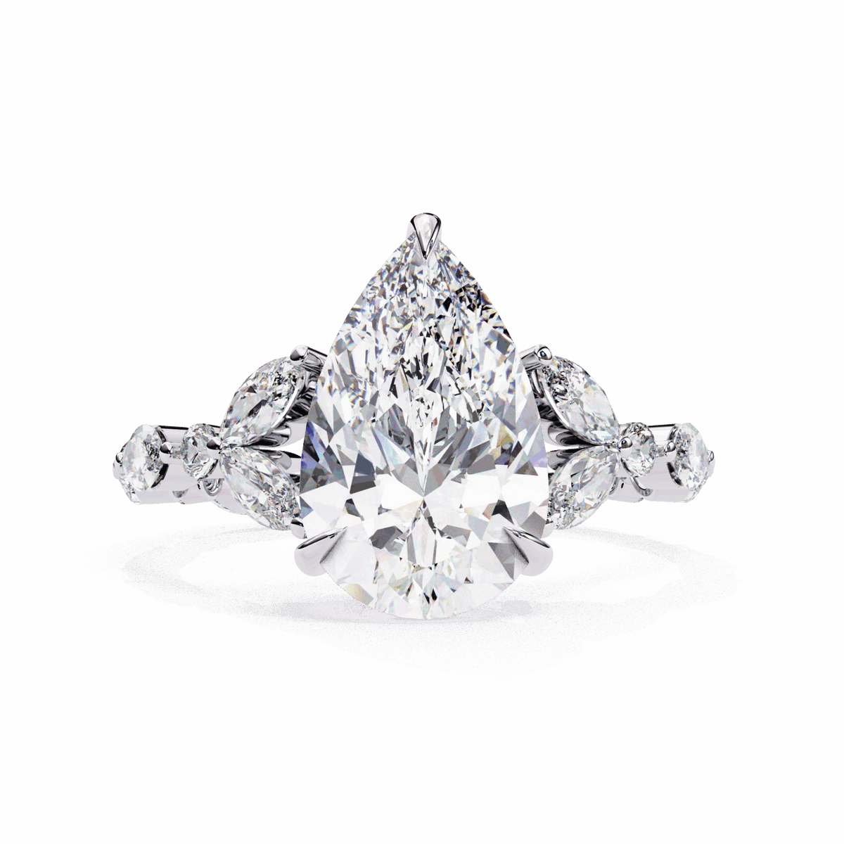 4 Carat Pear Signature Wear Ring in Moissanite | House of Estara
