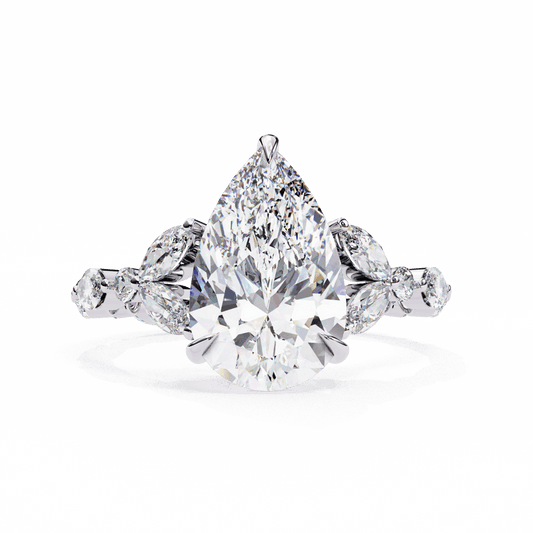 4 Carat Pear Signature Wear Ring in Moissanite | House of Estara