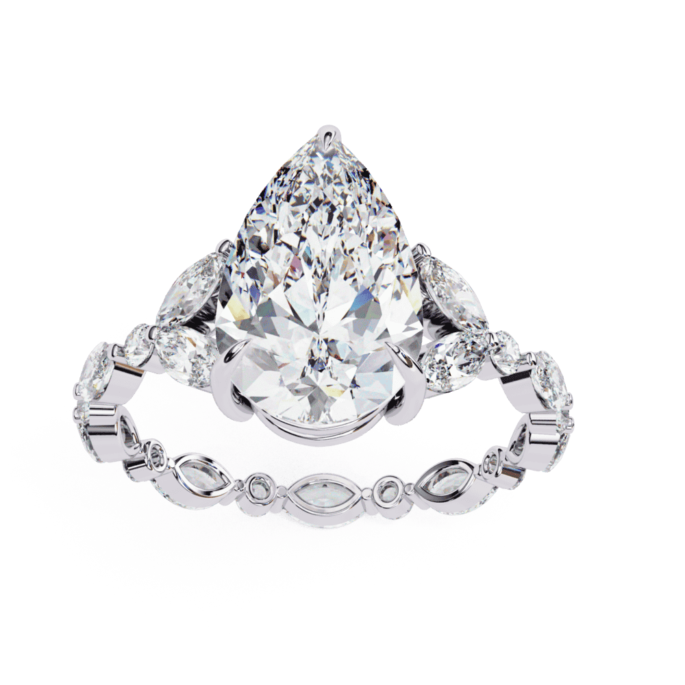 4 Carat Pear Signature Wear Ring in Moissanite | House of Estara