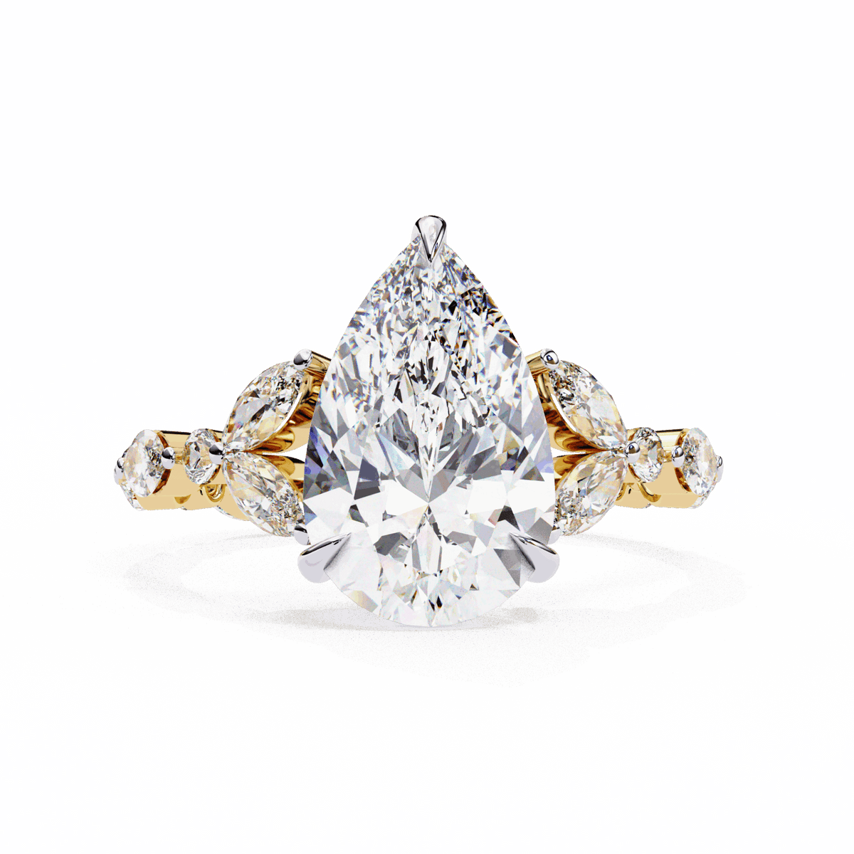 4 Carat Pear Signature Wear Ring in Moissanite | House of Estara