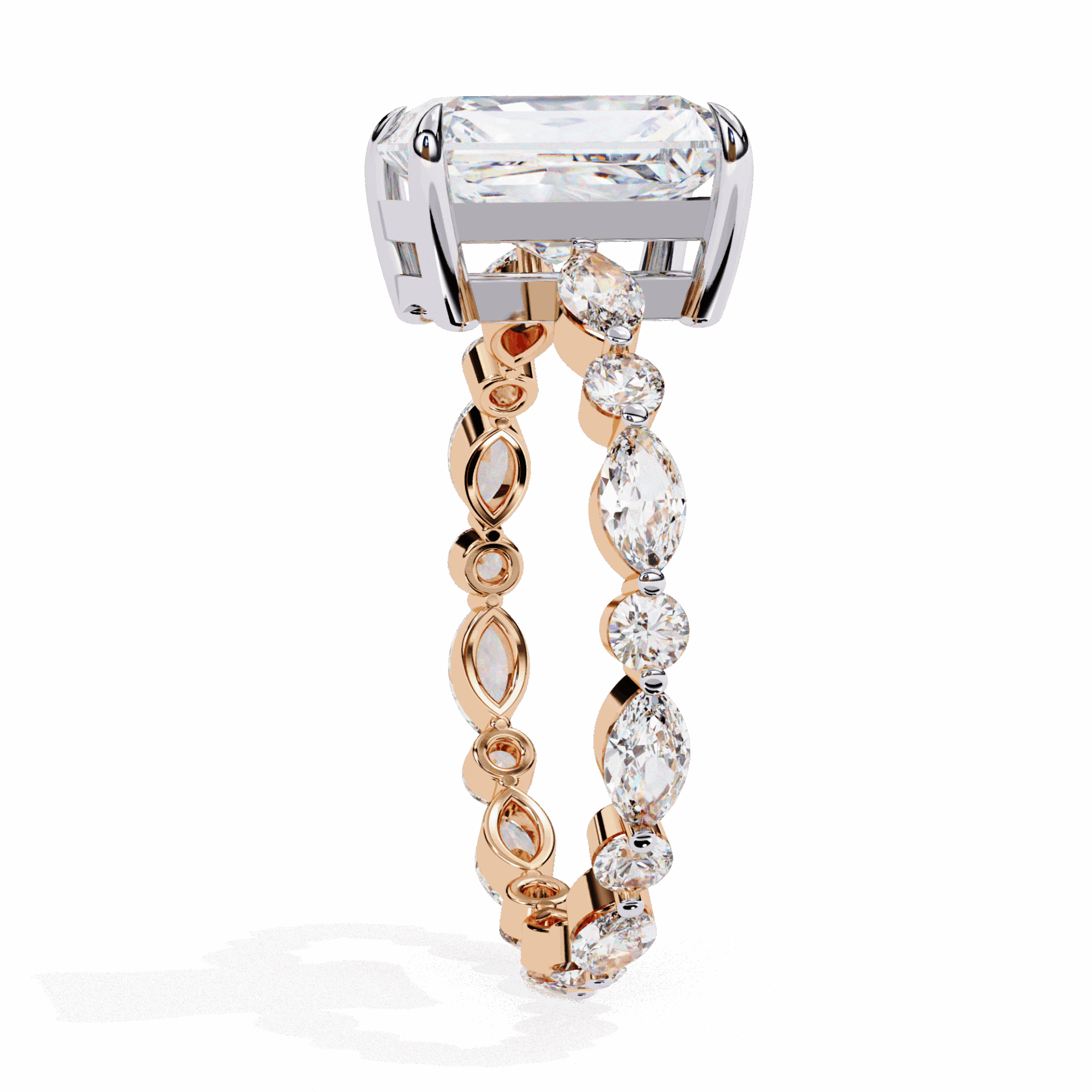 3.75 Carat Radiant Day and Night Ring in Moissanite | House of Estara