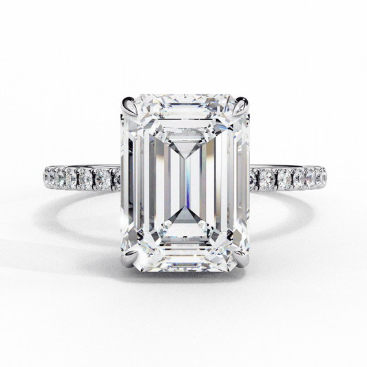 2.75 Carat Emerald Forevermore Solitaire Ring in Moissanite | House of Estara