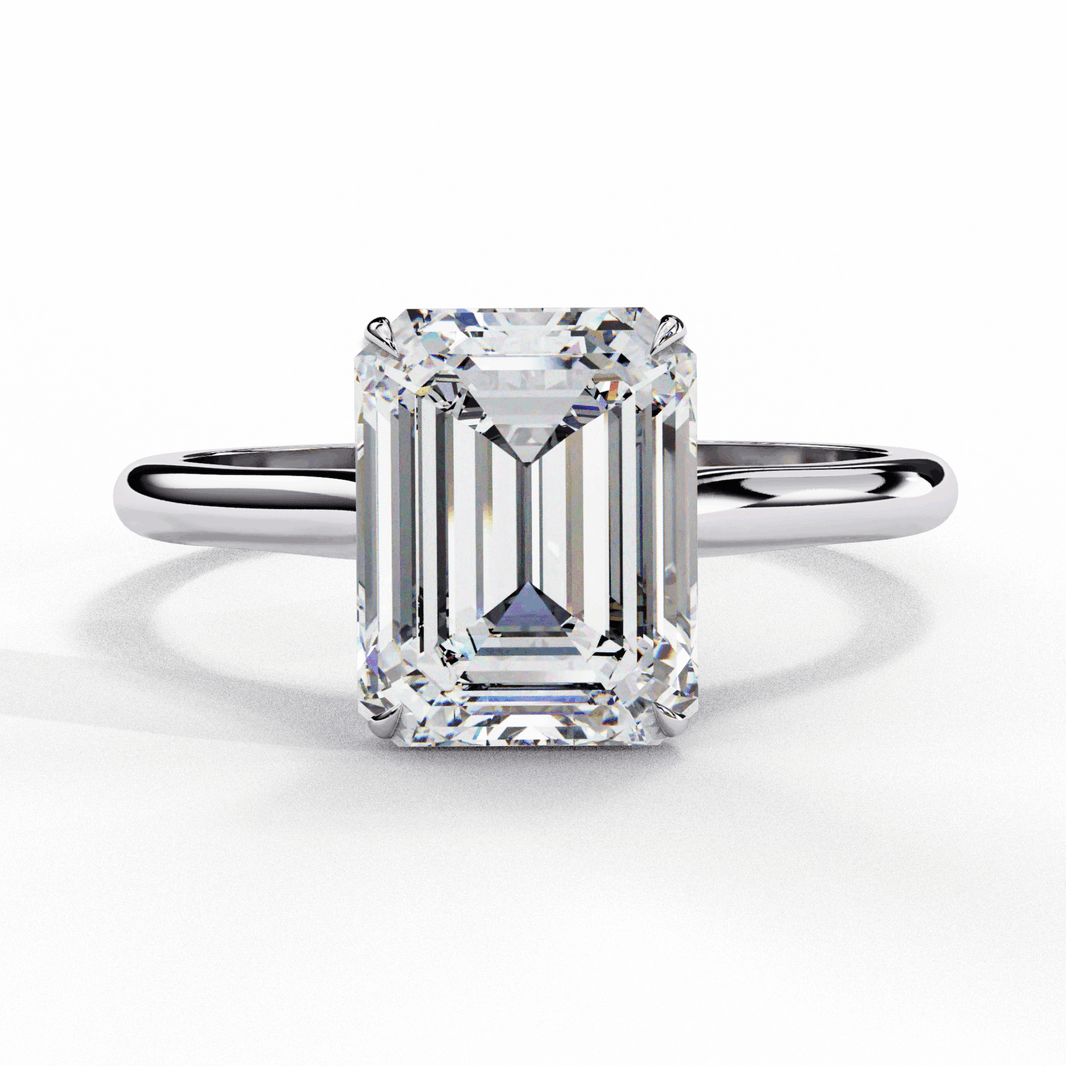 2.5 Carat Emerald Classic Solitaire Ring in Moissanite | House of Estara