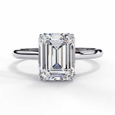 Emerald Pavé Cathedral Moissanite Engagement Ring