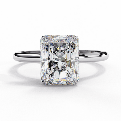 Radiant Cathedral Solitaire Moissanite Engagement Ring