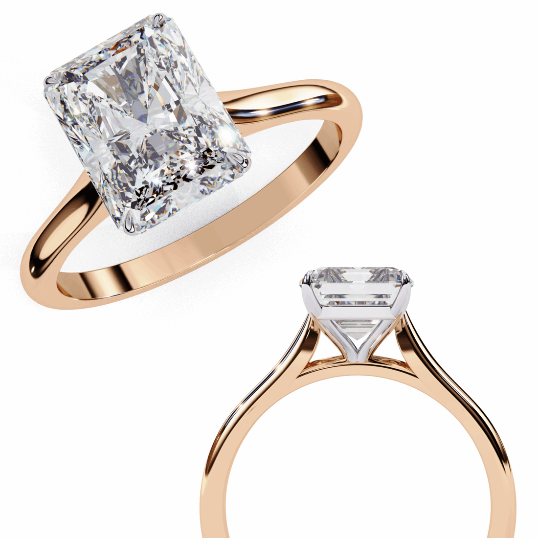 3 Carat Radiant Classic Solitaire Ring in Moissanite | House of Estara