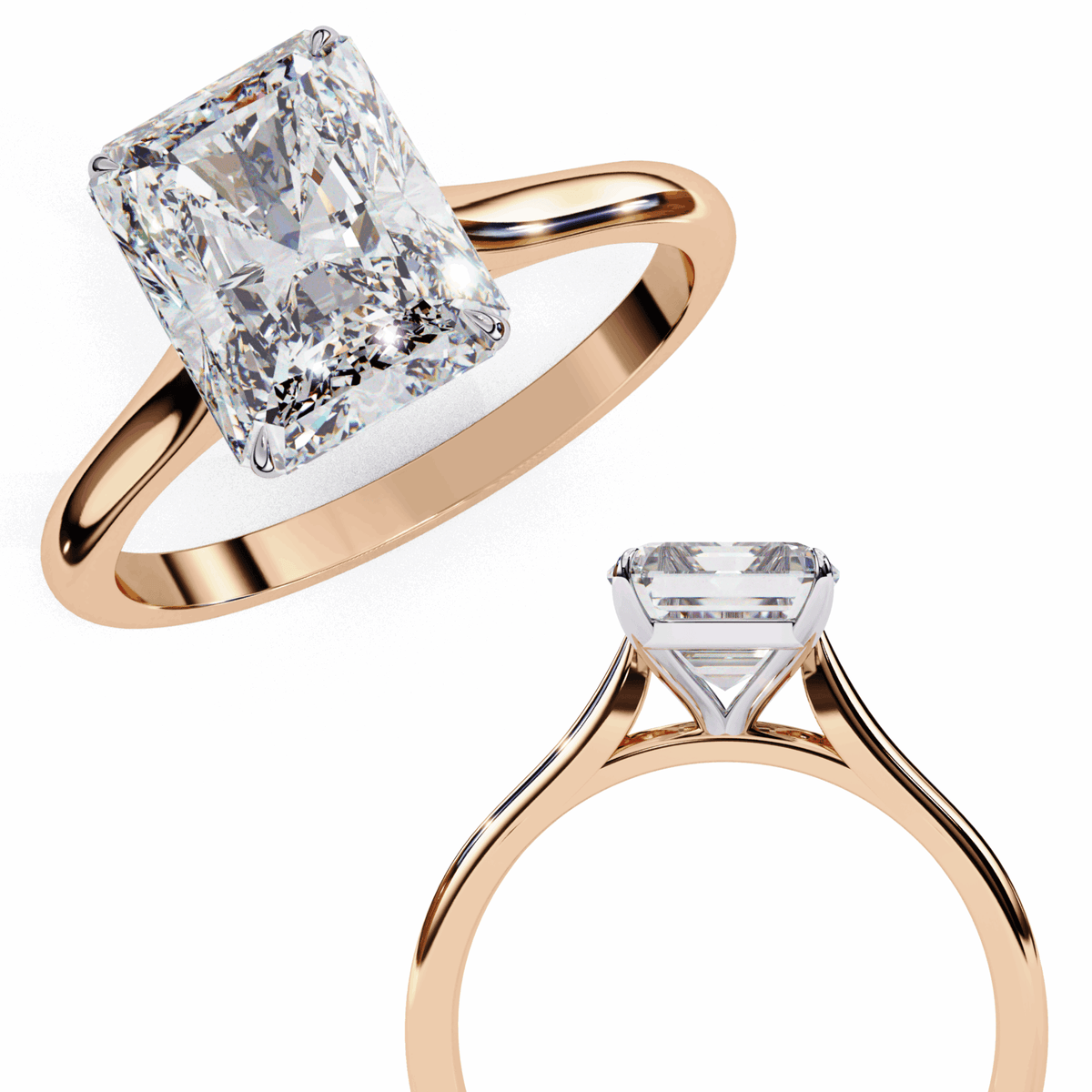 3 Carat Radiant Classic Solitaire Ring in Moissanite | House of Estara
