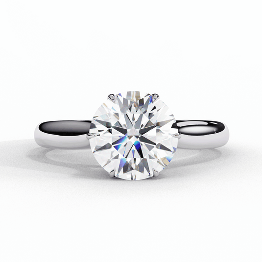 2 Carat Round Classic Solitaire Ring in Moissanite | House of Estara