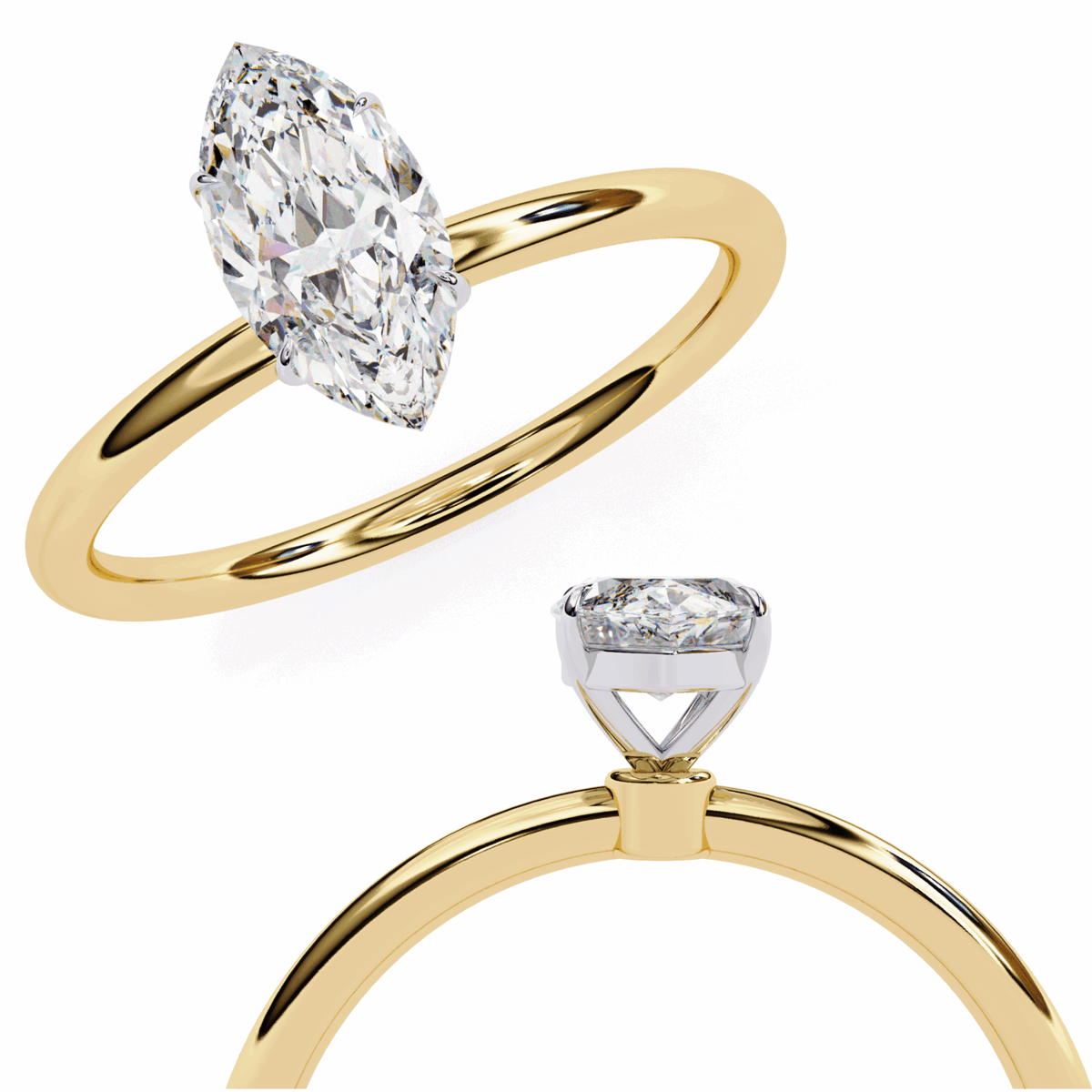 0.75 Carat Marquise The Classic Bond Solitaire Ring in Moissanite | House of Estara