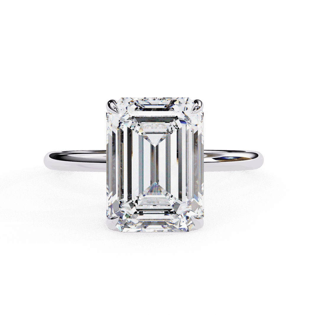 2.5 Carat Emerald The Classic Bond Solitaire Ring in Moissanite | House of Estara