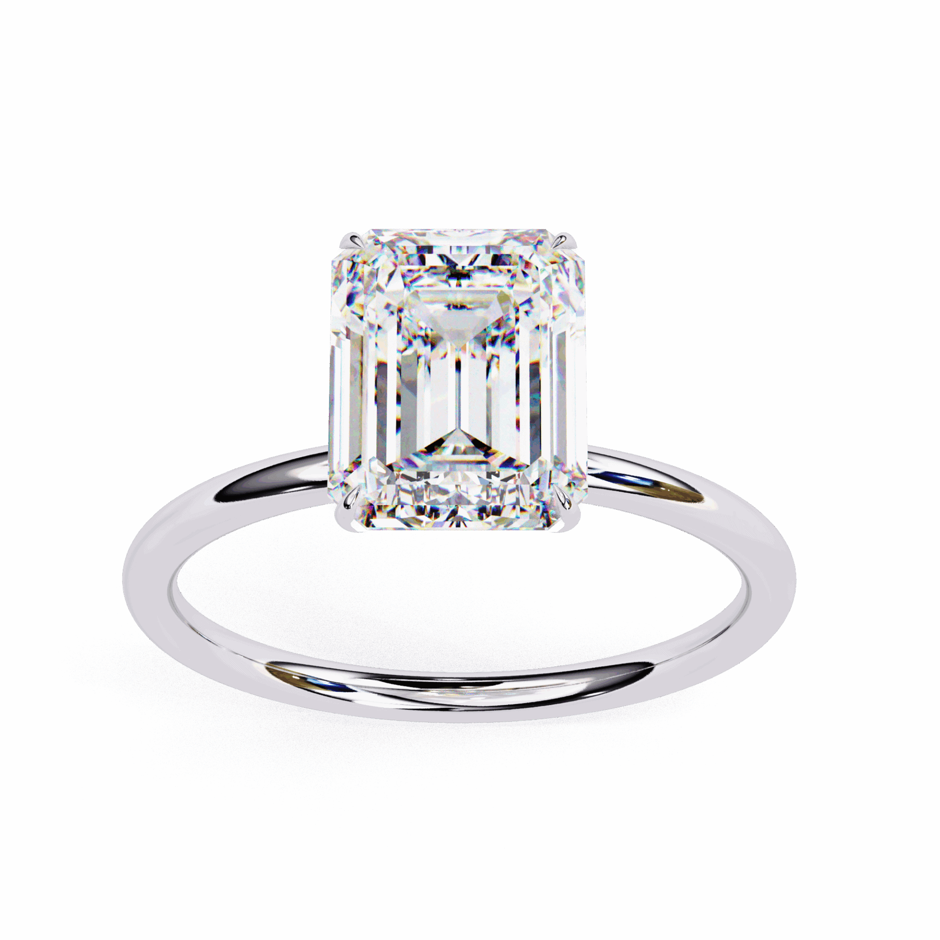 2.5 Carat Emerald The Classic Bond Solitaire Ring in Moissanite | House of Estara