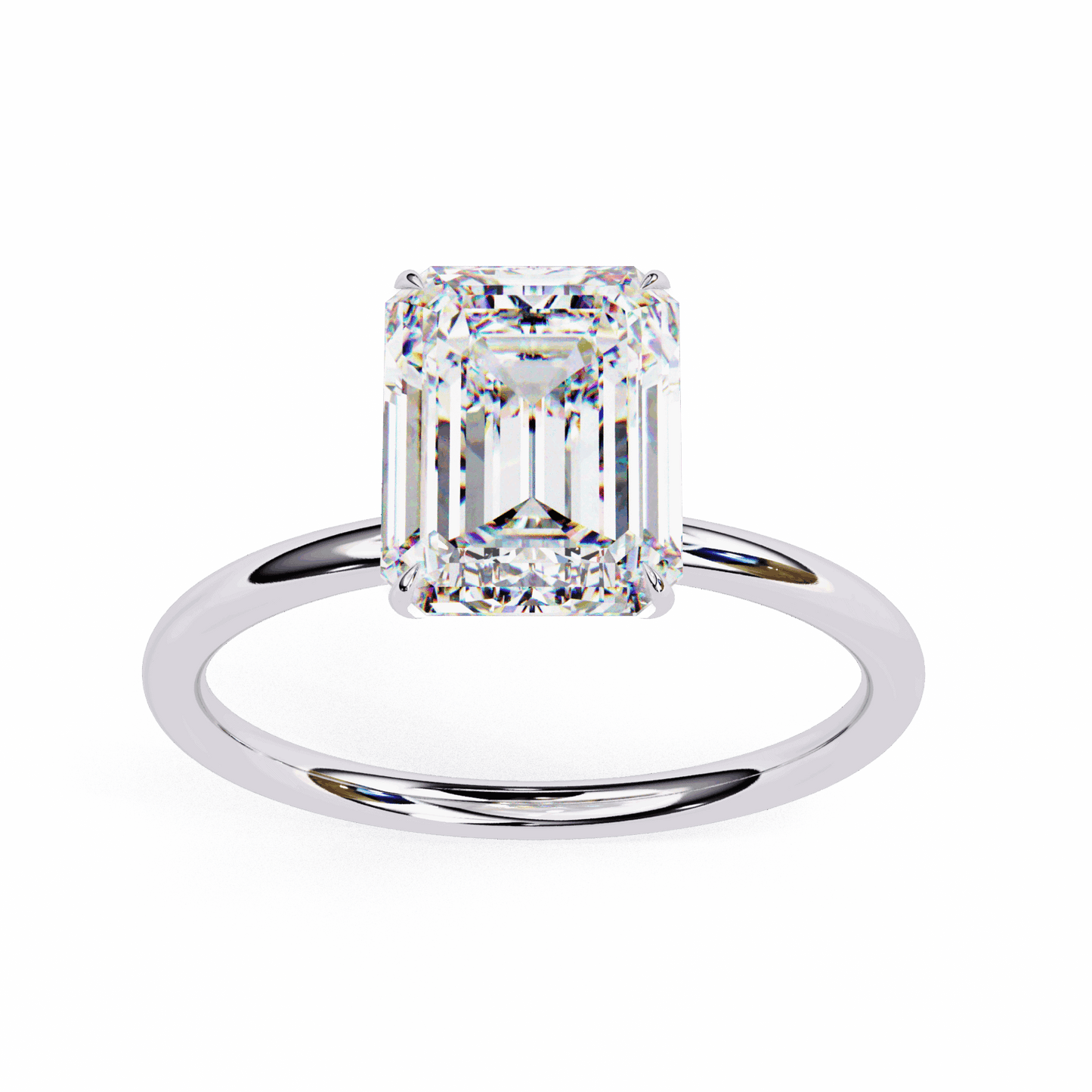 2.5 Carat Emerald The Classic Bond Solitaire Ring in Moissanite | House of Estara