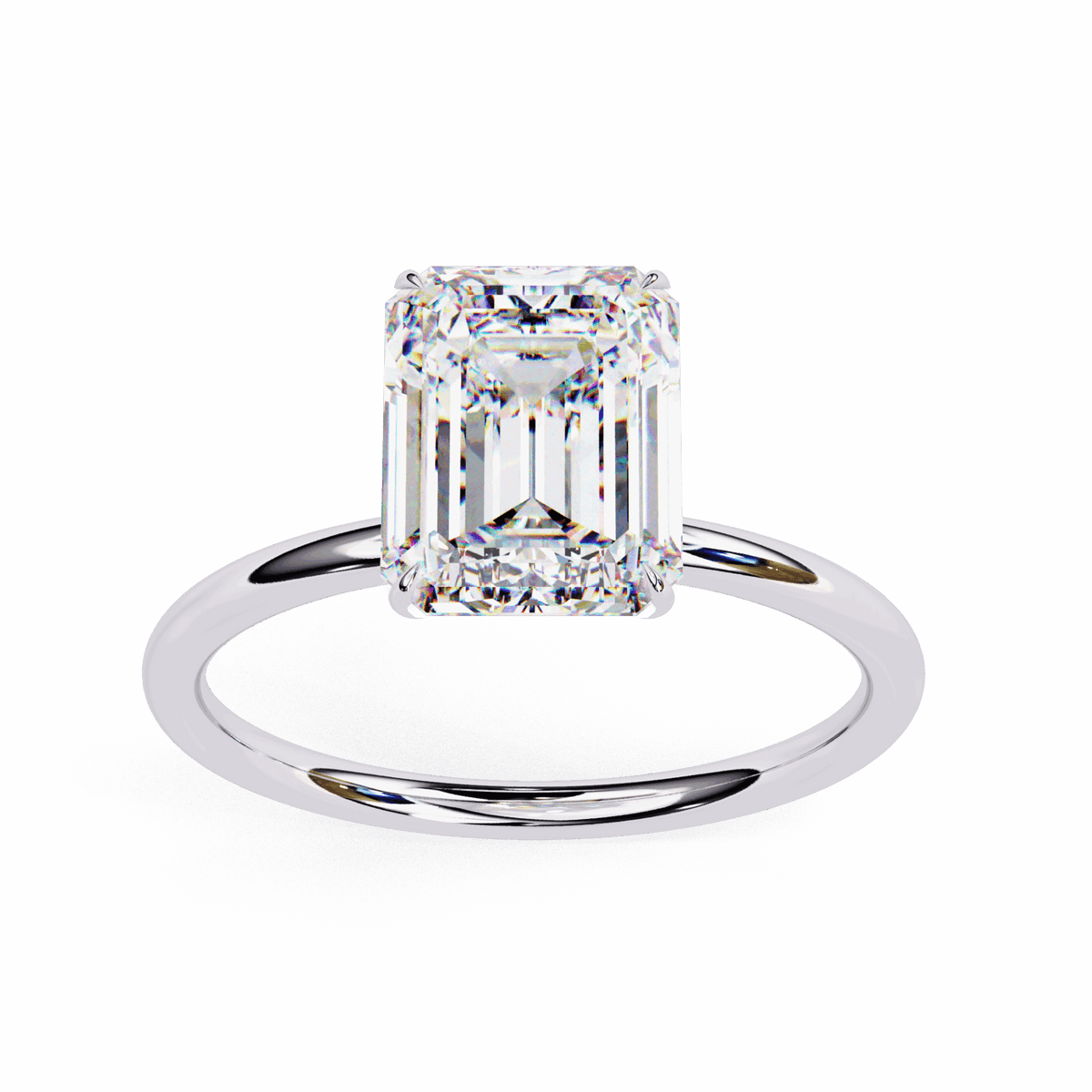 2.5 Carat Emerald The Classic Bond Solitaire Ring in Moissanite | House of Estara