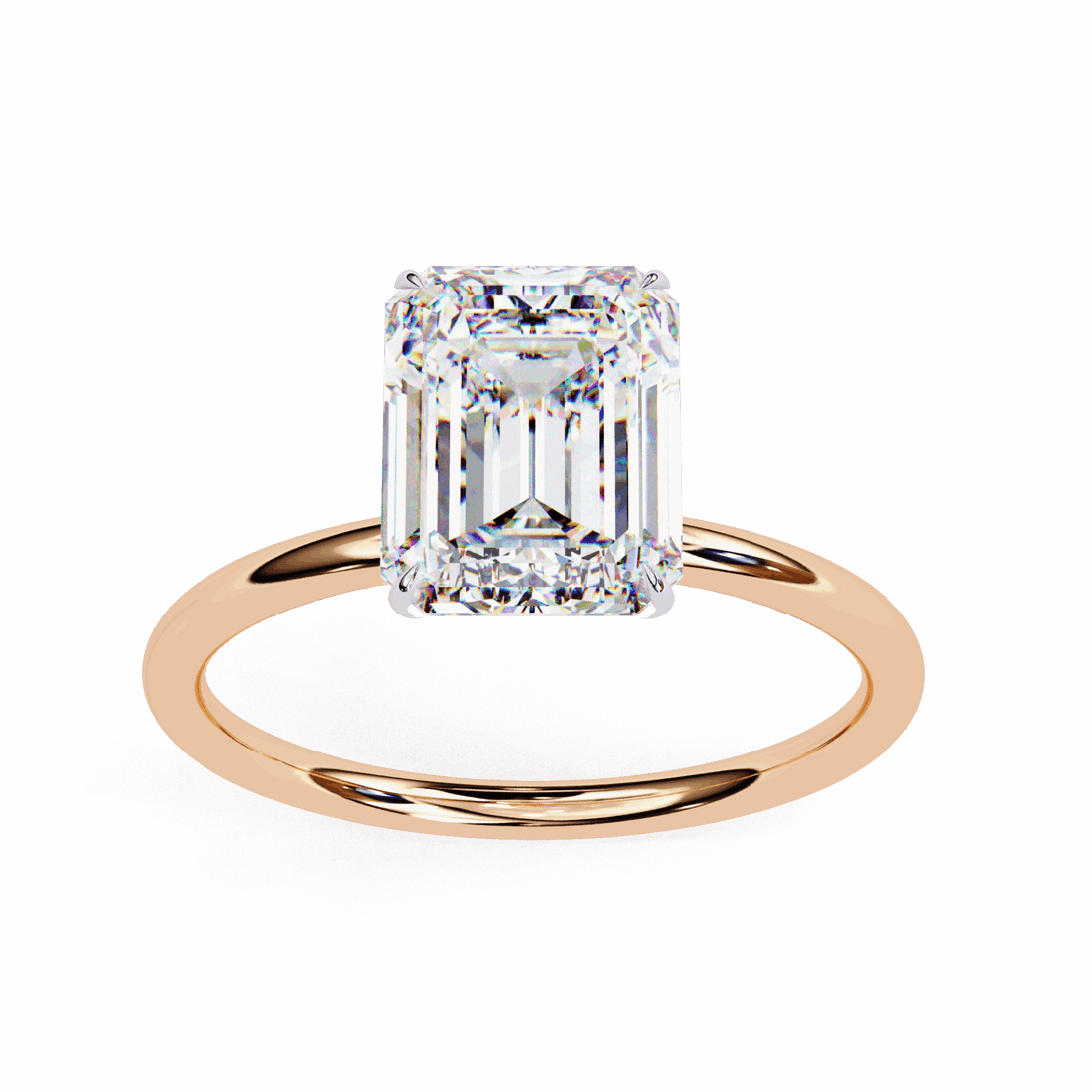 2.5 Carat Emerald The Classic Bond Solitaire Ring in Moissanite | House of Estara