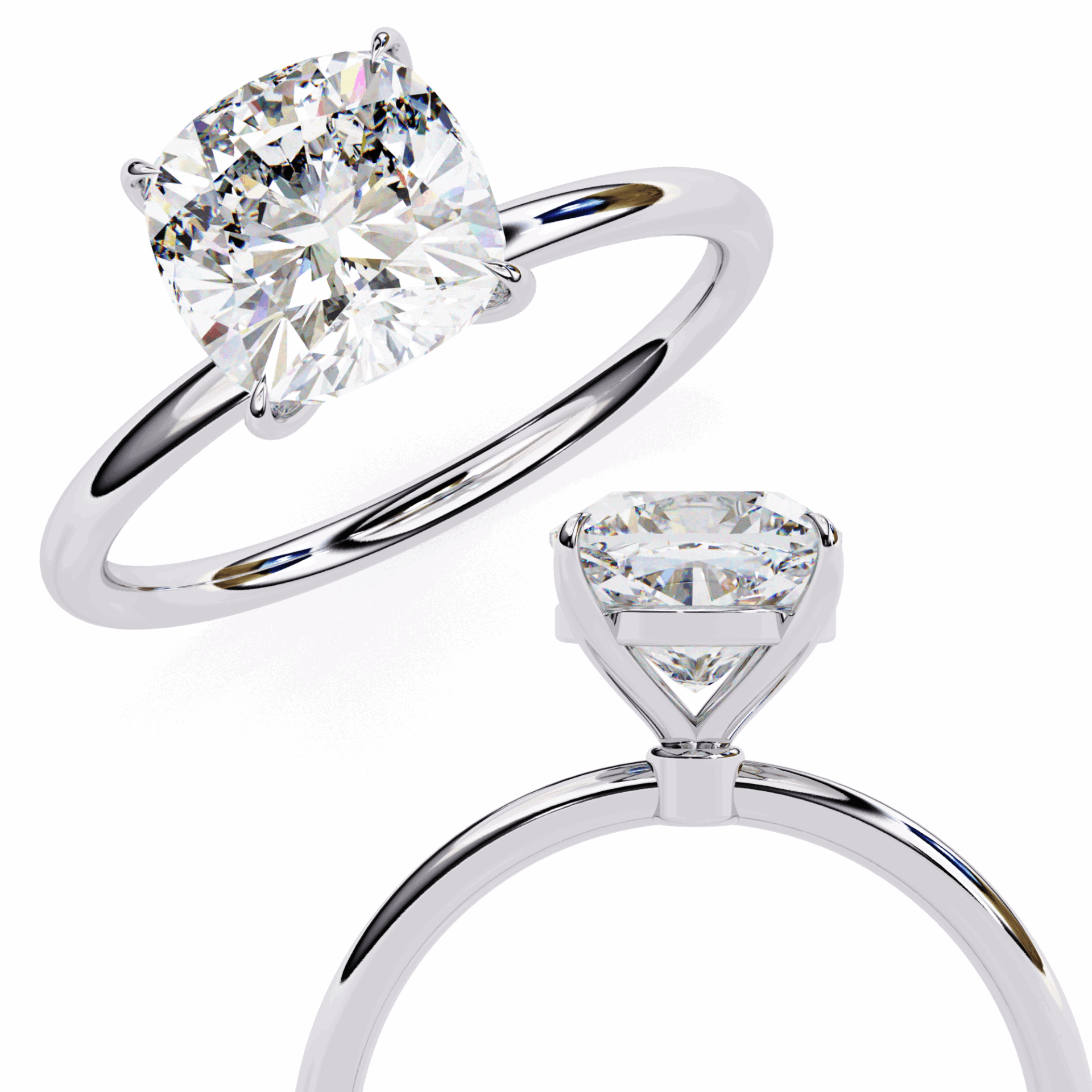 2.75 Carat Cushion The Classic Bond Solitaire Ring in Moissanite | House of Estara