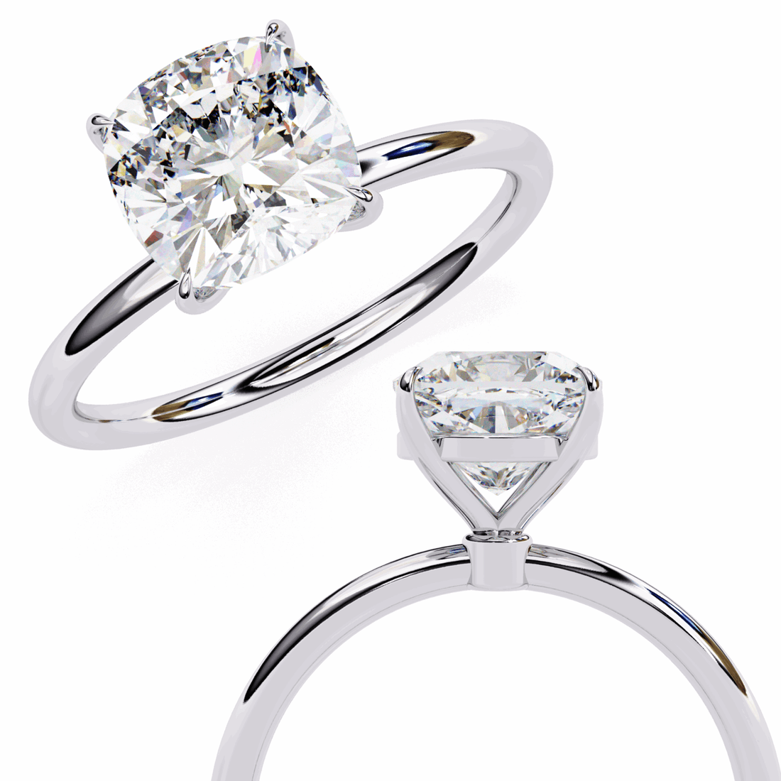2.75 Carat Cushion The Classic Bond Solitaire Ring in Moissanite | House of Estara