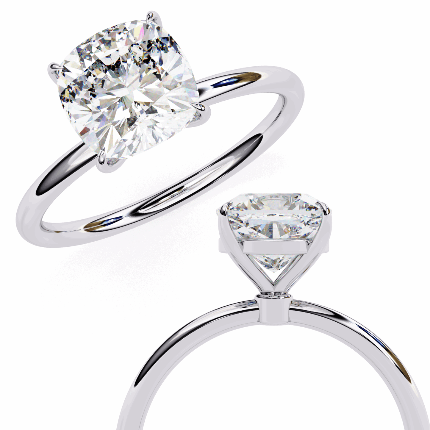 2.75 Carat Cushion The Classic Bond Solitaire Ring in Moissanite | House of Estara