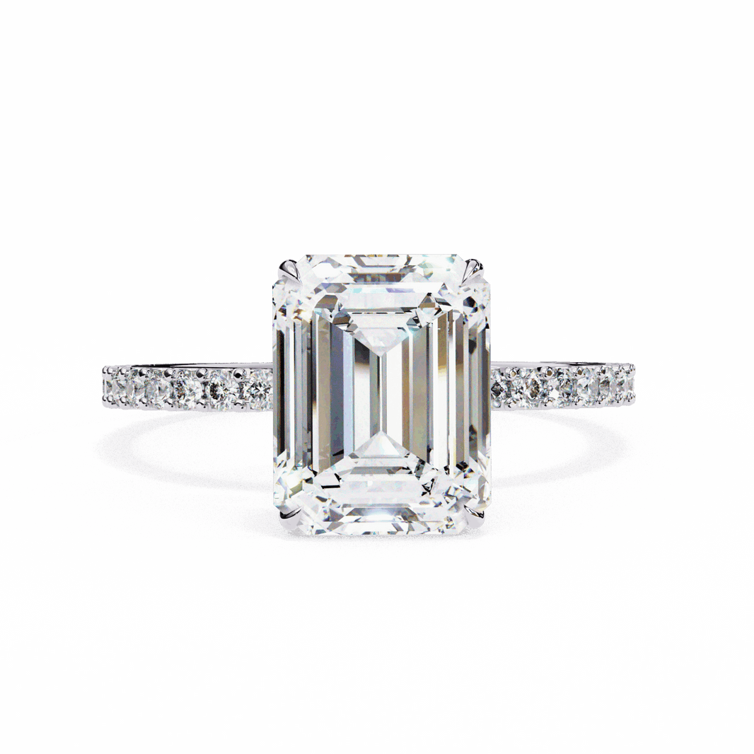 2.5 Carat Emerald Modern Classic Solitaire Ring in Moissanite | House of Estara