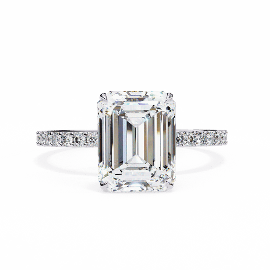 2.5 Carat Emerald Modern Classic Solitaire Ring in Moissanite | House of Estara
