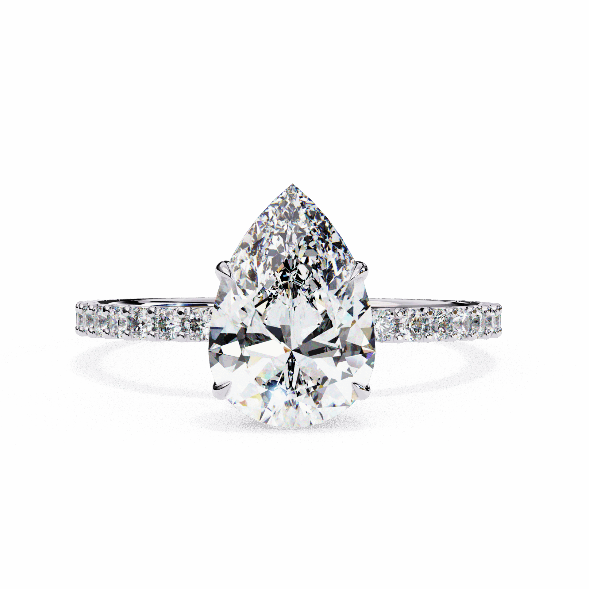 2 Carat Pear Modern Classic Solitaire Ring in Moissanite | House of Estara