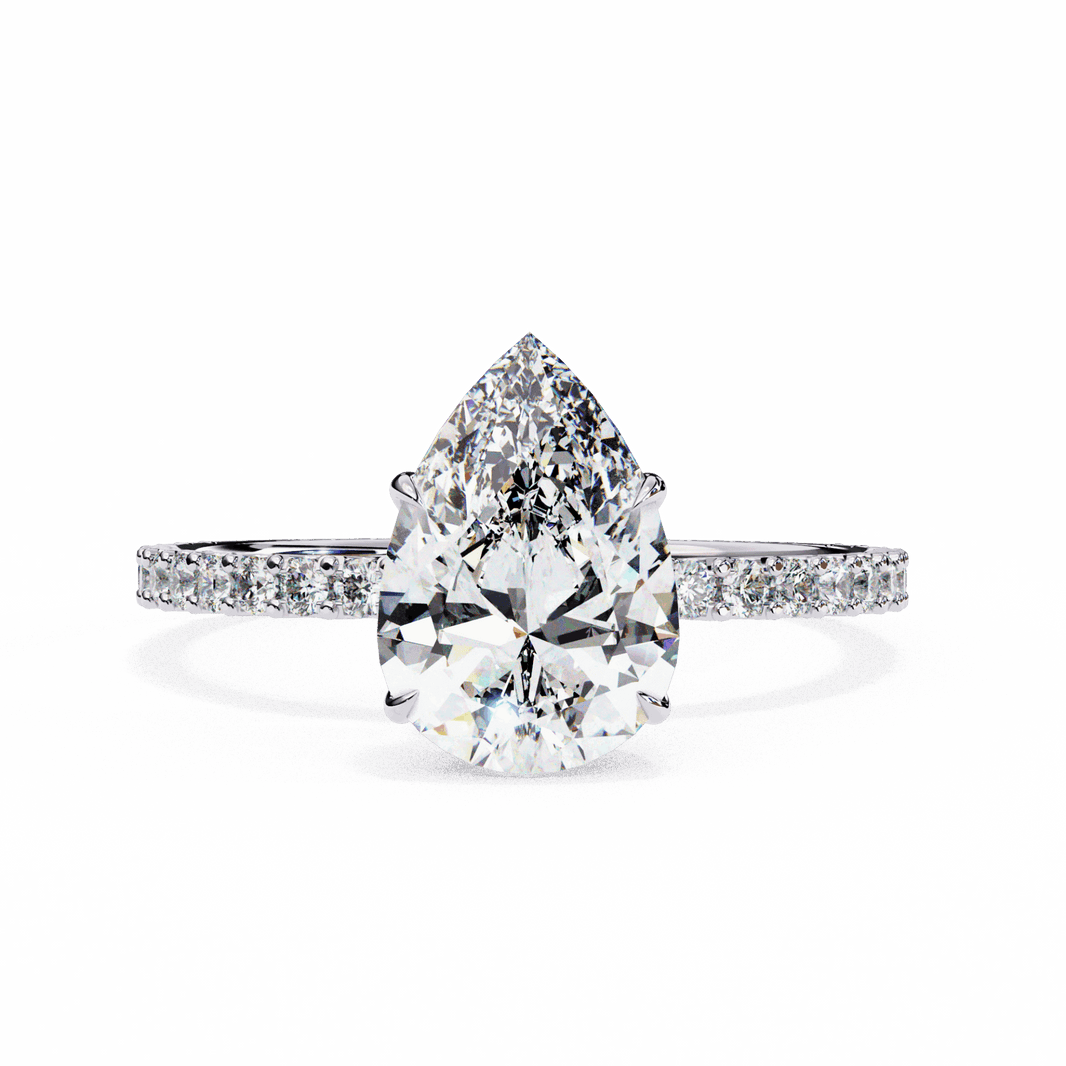 2 Carat Pear Modern Classic Solitaire Ring in Moissanite | House of Estara