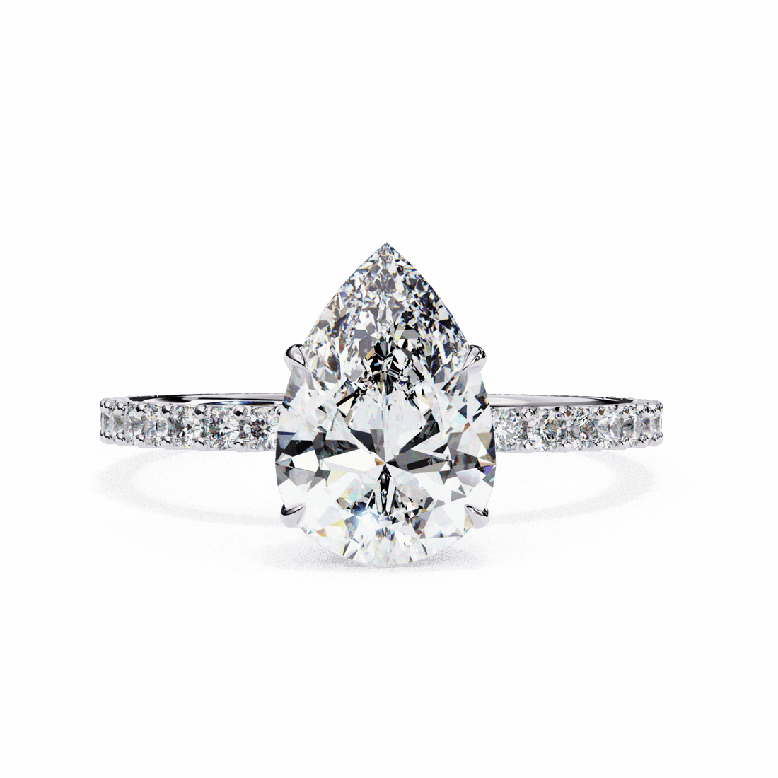 2 Carat Pear Modern Classic Solitaire Ring in Moissanite | House of Estara