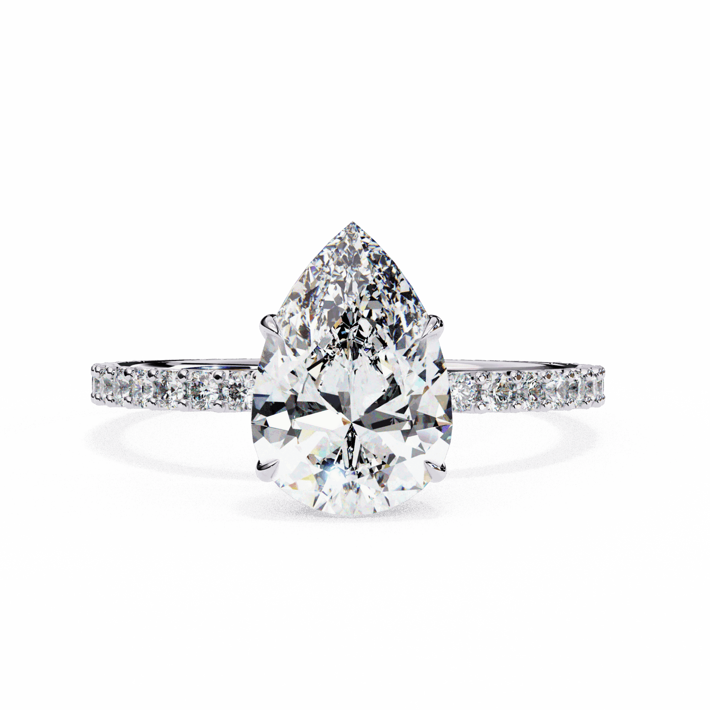 2 Carat Pear Modern Classic Solitaire Ring in Moissanite | House of Estara