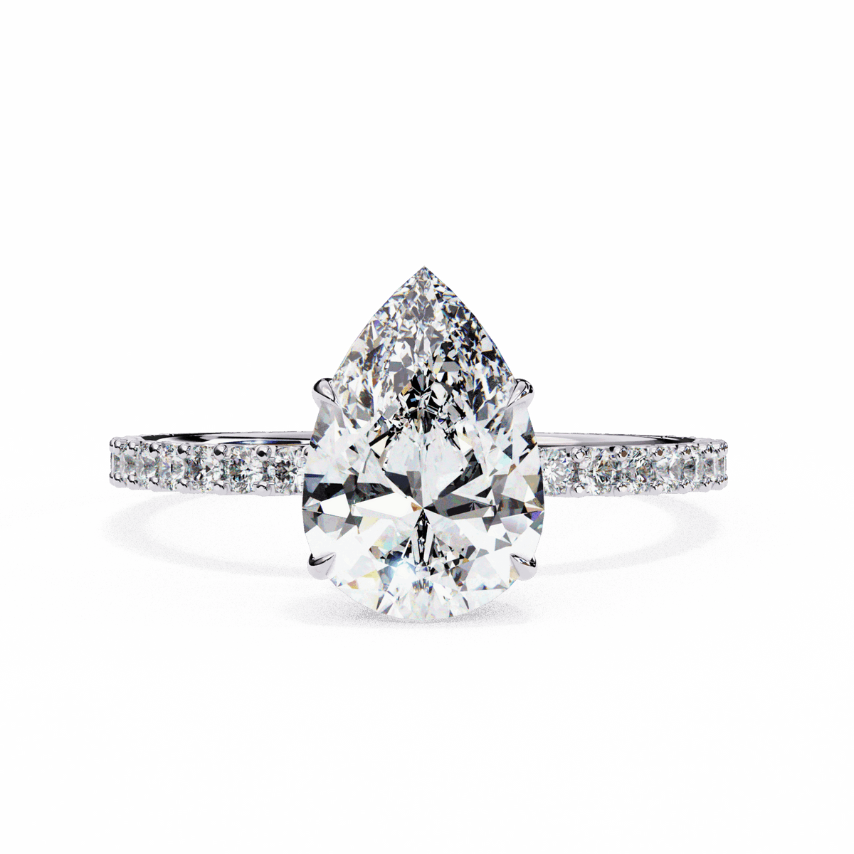 2 Carat Pear Modern Classic Solitaire Ring in Moissanite | House of Estara