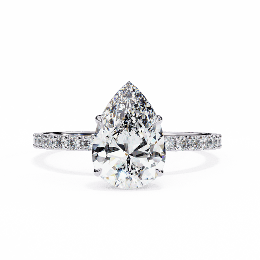 2 Carat Pear Modern Classic Solitaire Ring in Moissanite | House of Estara