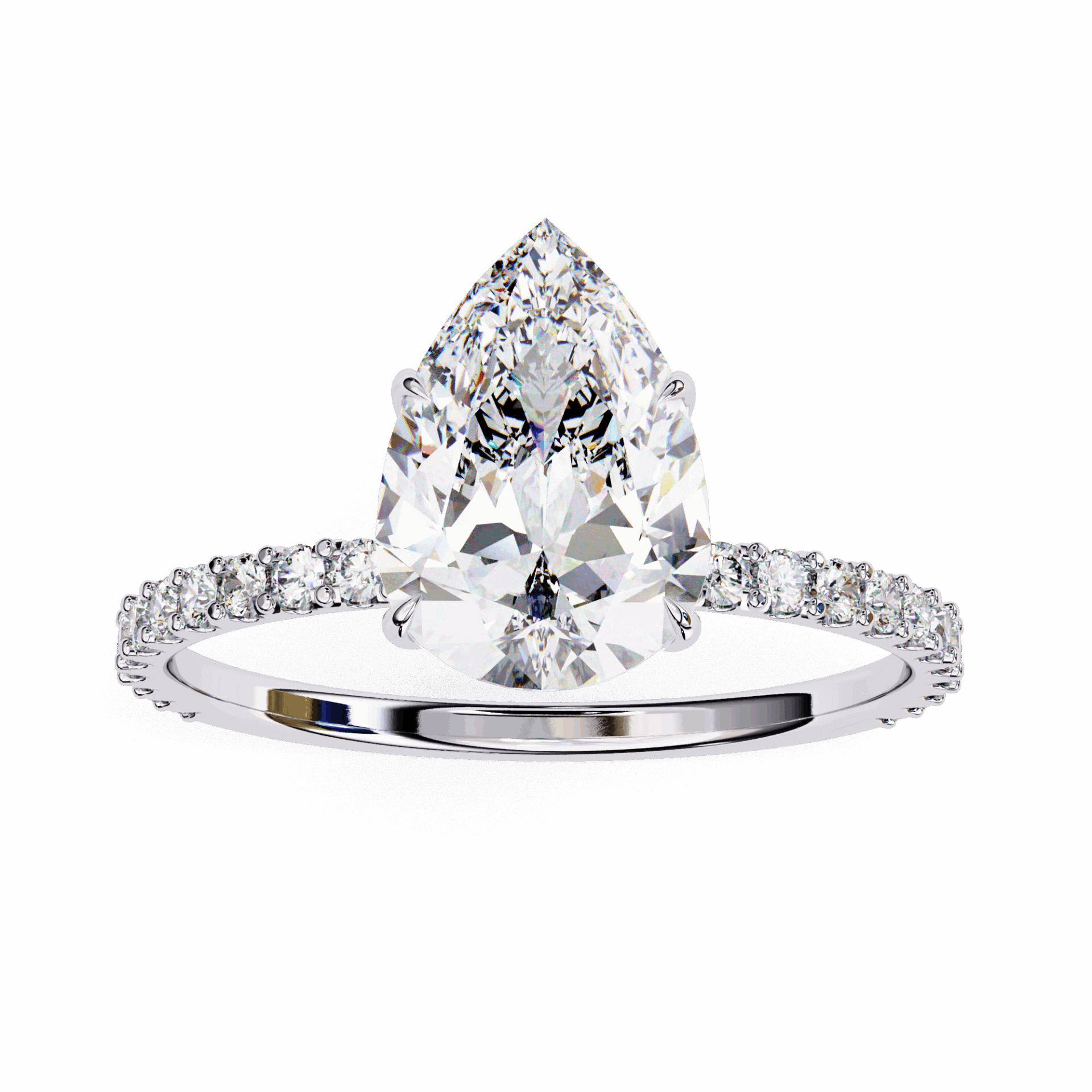 2 Carat Pear Modern Classic Solitaire Ring in Moissanite | House of Estara