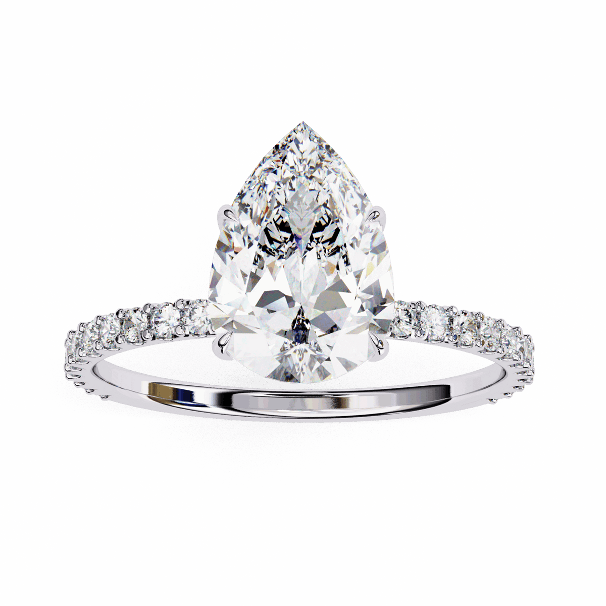 2 Carat Pear Modern Classic Solitaire Ring in Moissanite | House of Estara