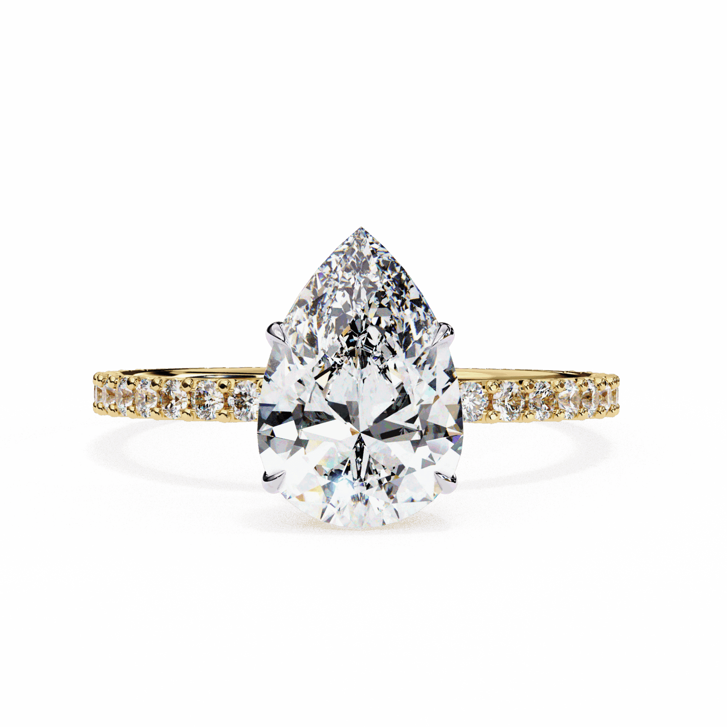 2 Carat Pear Modern Classic Solitaire Ring in Moissanite | House of Estara