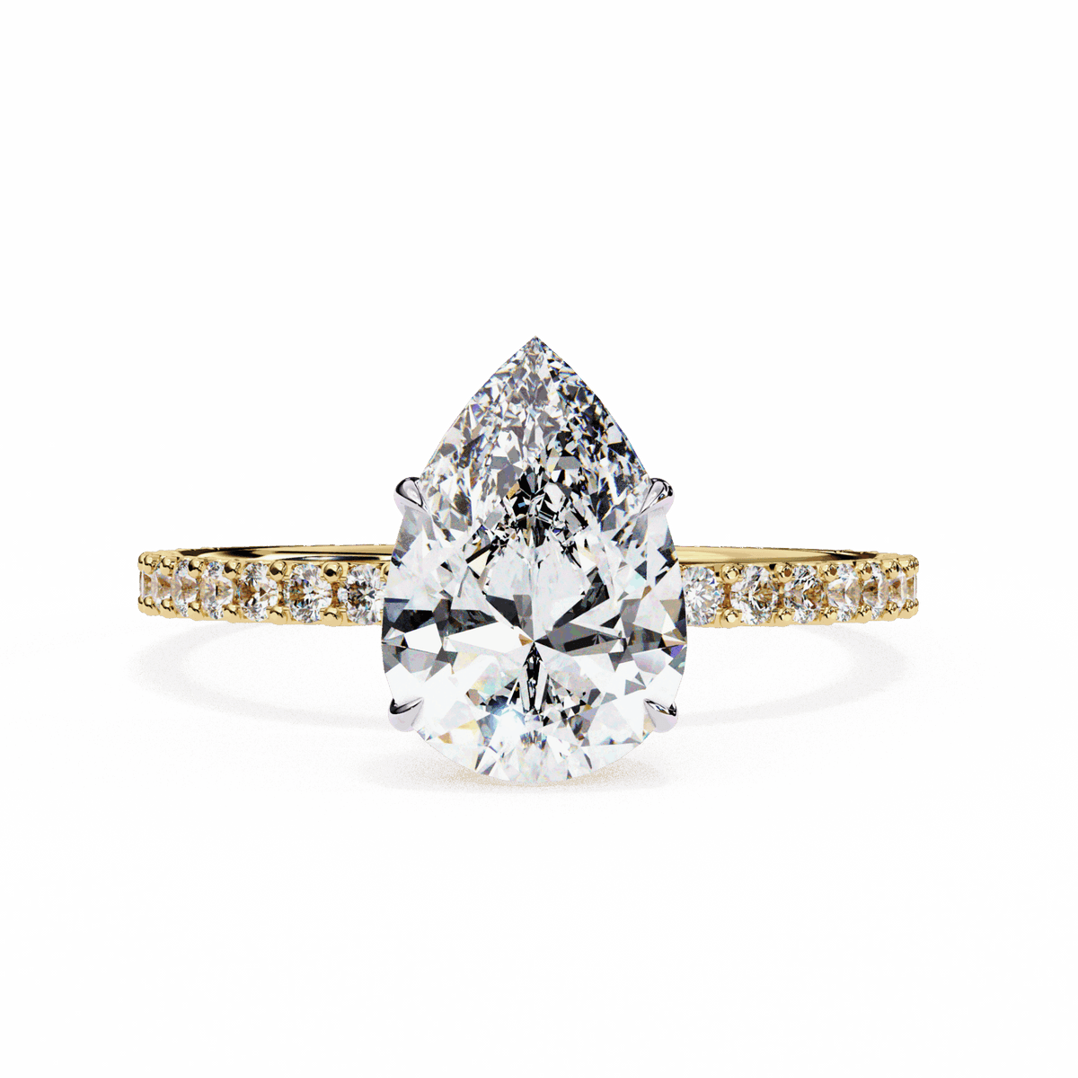 2 Carat Pear Modern Classic Solitaire Ring in Moissanite | House of Estara