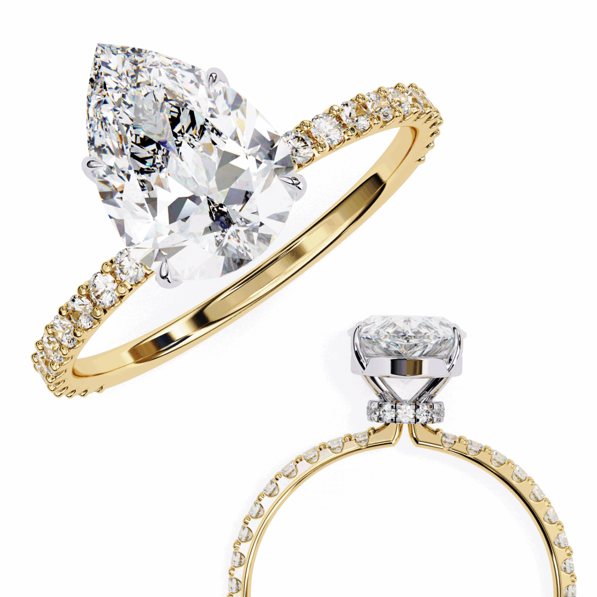 2 Carat Pear Modern Classic Solitaire Ring in Moissanite | House of Estara