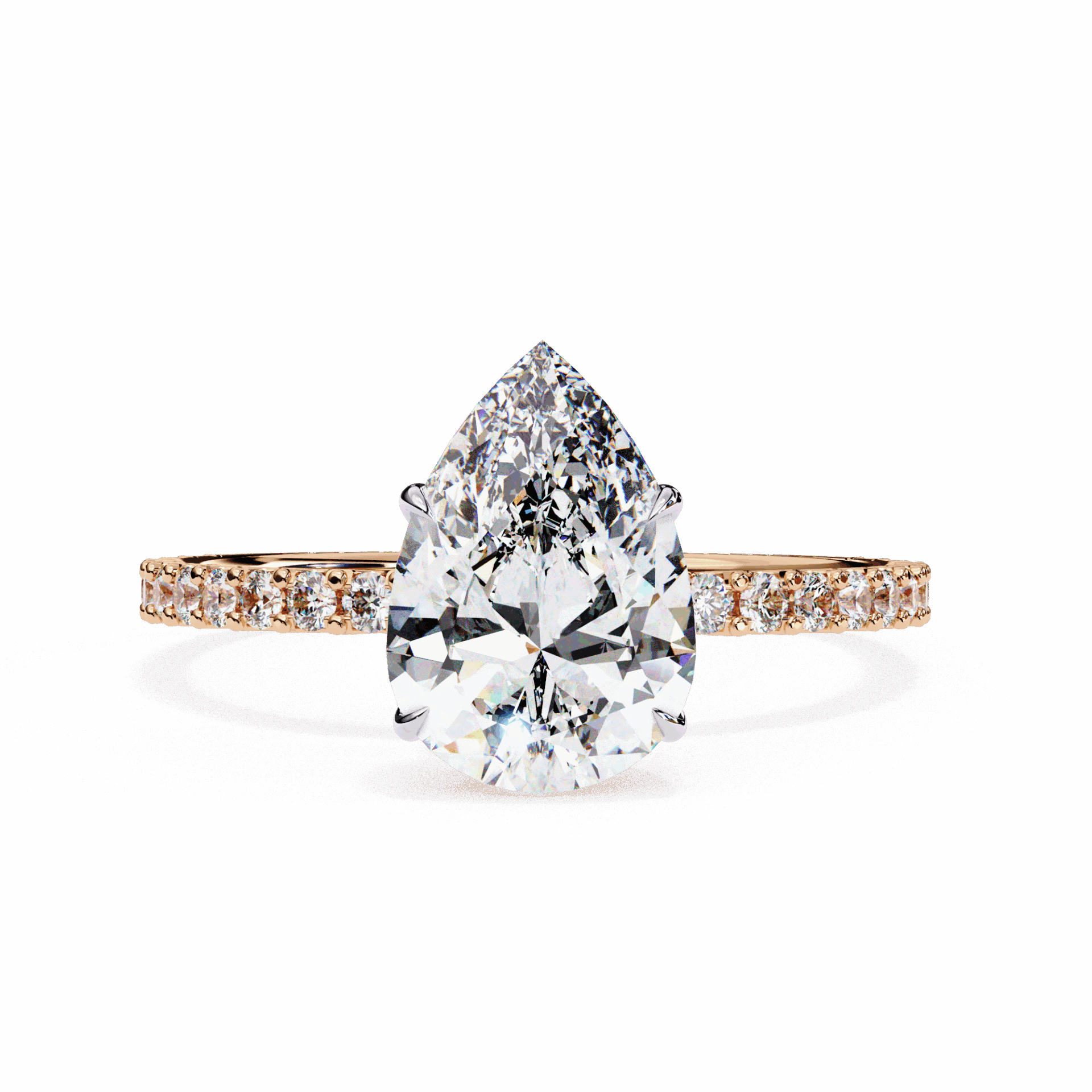 2 Carat Pear Modern Classic Solitaire Ring in Moissanite | House of Estara