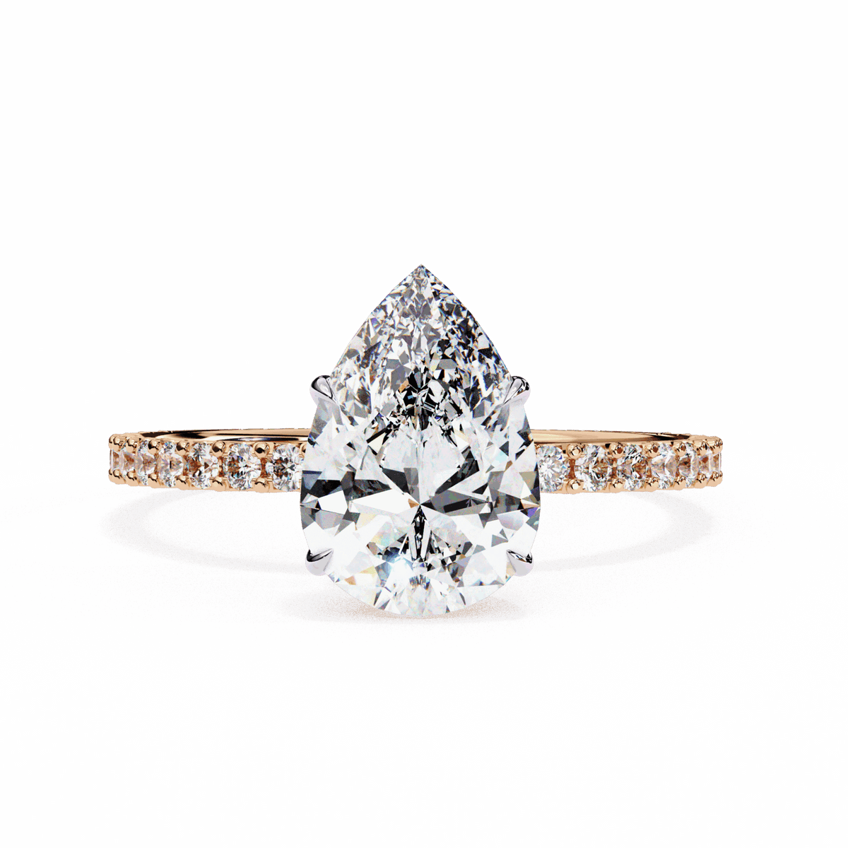 2 Carat Pear Modern Classic Solitaire Ring in Moissanite | House of Estara