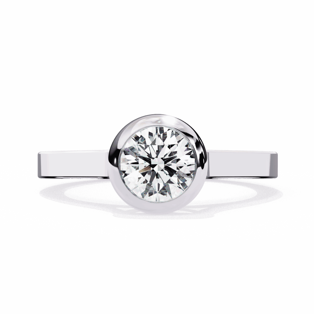 0.75 Carat Round Minimalist Solitaire Engagement Ring in Moissanite | House of Estara