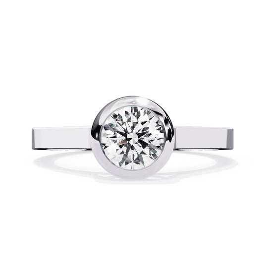 0.75 Carat Round Minimalist Solitaire Engagement Ring in Moissanite | House of Estara