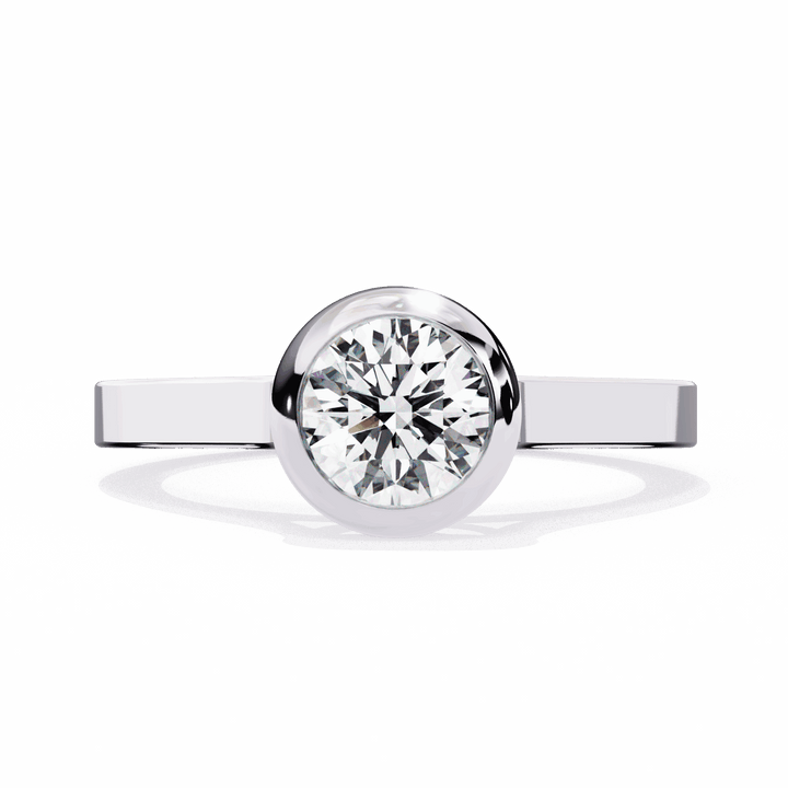 0.75 Carat Round Minimalist Solitaire Engagement Ring in Moissanite | House of Estara