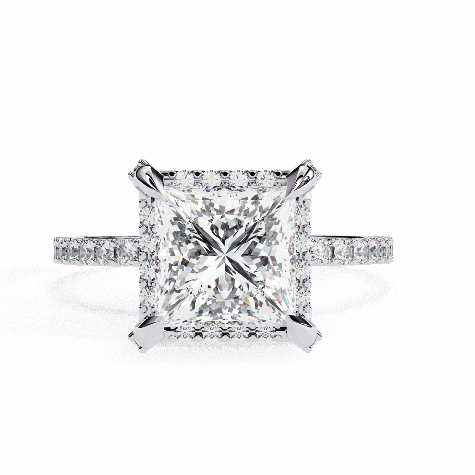2.5 Carat Princess Halo Solitaire Ring in Moissanite | House of Estara